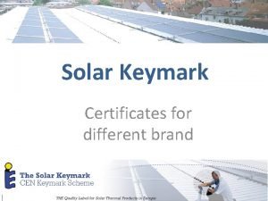 Solar keymark certificate
