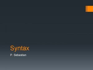 What is syntax