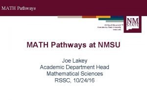 MATH Pathways All About Discovery New Mexico State