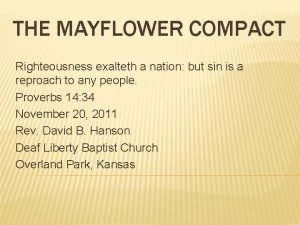 Mayflower compact purpose