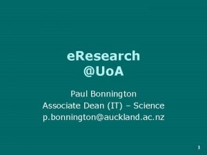e Research Uo A Paul Bonnington Associate Dean