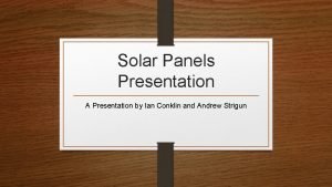 Solar cell presentation