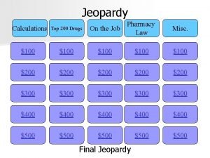 Pharmacy jeopardy