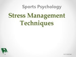 Sports Psychology Stress Management Techniques 9172020 1 Objectives