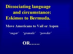 Dissociating language and circumstance Eskimos to Bermuda Move