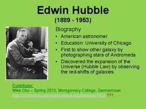 Edwin Hubble 1889 1953 Biography American astronomer Education