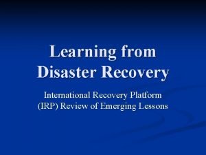 International recovery platform