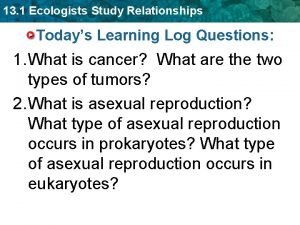 13 1 Ecologists Study Relationships Todays Learning Log