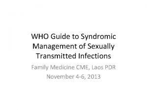 WHO Guide to Syndromic Management of Sexually Transmitted