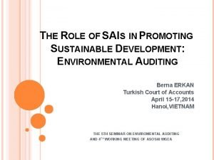 THE ROLE OF SAIS IN PROMOTING SUSTAINABLE DEVELOPMENT