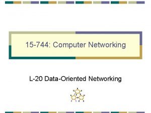 15 744 Computer Networking L20 DataOriented Networking Outline
