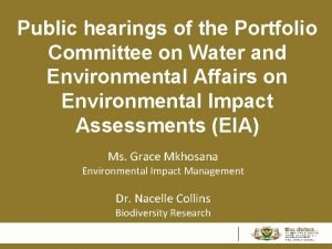 Public hearings of the Portfolio Committee on Water