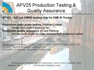 APV 25 Production Testing Quality Assurance APV 25