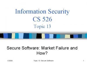 Information Security CS 526 Topic 13 Secure Software