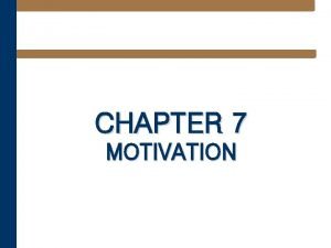 CHAPTER 7 MOTIVATION Learning Objectives After studying this