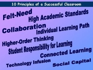 10 Principles of a Successful Classroom Felt Need