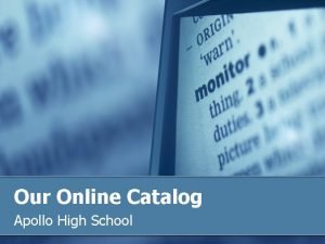 Our Online Catalog Apollo High School Table of