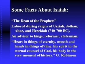 Facts about the book of isaiah