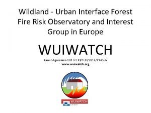 Wildland Urban Interface Forest Fire Risk Observatory and