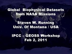 Global Biophysical Datasets from NASA Missions Steven W