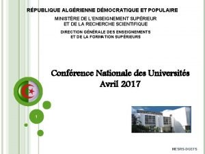 RPUBLIQUE ALGRIENNE DMOCRATIQUE ET POPULAIRE MINISTRE DE LENSEIGNEMENT