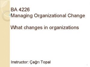 BA 4226 Managing Organizational Change What changes in