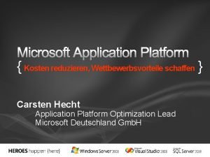 Microsoft Application Platform Kosten reduzieren Wettbewerbsvorteile schaffen Carsten