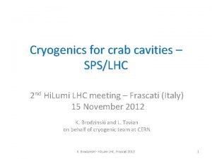 Cryogenics for crab cavities SPSLHC 2 nd Hi