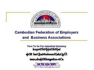 Cambodian Federation of Employers and Business Associations Turn