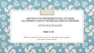 WATER IN THE REPRESENTATION OF SOME ALCHEMISTS AND