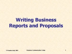 Writing Business Reports and Proposals Prentice Hall 2003