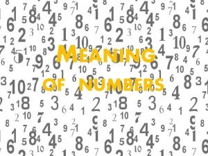 Denotative meaning of numbers Denotative meaning of numbers