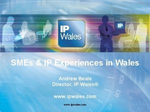 SMEs IP Experiences in Wales Andrew Beale Director