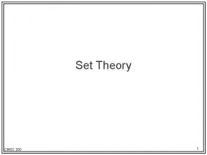 Set Theory CMSC 250 1 Set definitions Definition