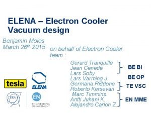 ELENA Electron Cooler Vacuum design Benjamin Moles March