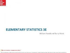 ELEMENTARY STATISTICS 3 E William Navidi and Barry