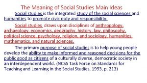 Social ideas meaning