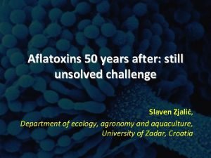 Aflatoxins 50 years after still unsolved challenge Slaven