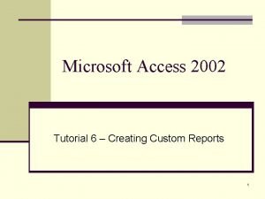 Ms access reports tutorial