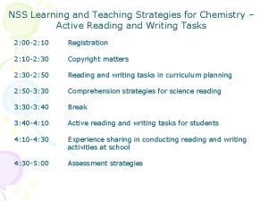NSS Learning and Teaching Strategies for Chemistry Active