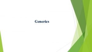 Generics Contents Introduction Benefits of Generics Generic Classes