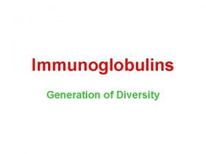 Immunoglobulins Generation of Diversity Introduction Immunologist estimate that