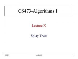 CS 473 Algorithms I Lecture X Splay Trees