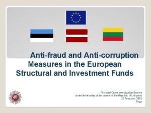 Antifraud and Anticorruption Measures in the European Structural