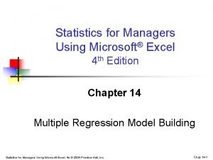 Statistics for Managers Using Microsoft Excel 4 th