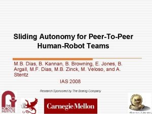 Sliding Autonomy for PeerToPeer HumanRobot Teams M B