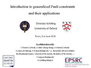 Introduction to generalized Pauli constraints and their applications