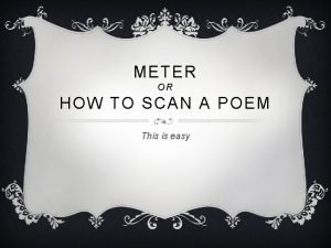How to scan a poem