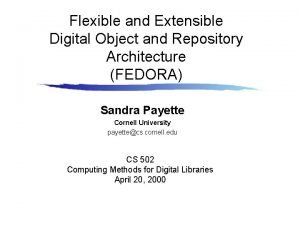 Flexible and Extensible Digital Object and Repository Architecture