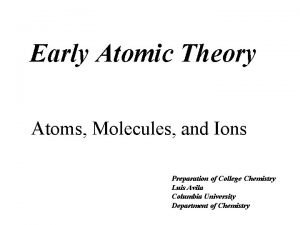 Early Atomic Theory Atoms Molecules and Ions Preparation